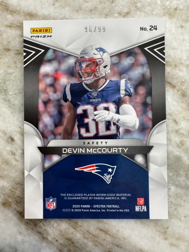 Devin McCourty 2020 Spectra Max Impact Jersey Relic #96/99 New England Patriots - Picture 2 of 4