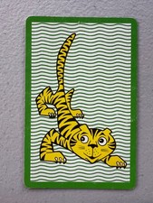 swap playing card Vintage 70s Wiggly Wavy Criss Cross Tiger green