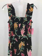 Pre-Owned Entro Black Size Large Printed Shift Maxi Sleeveless Dress