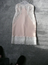 Lipsy Stunning Peach & White Lace Strappy Bodycon Dress  Size 14.