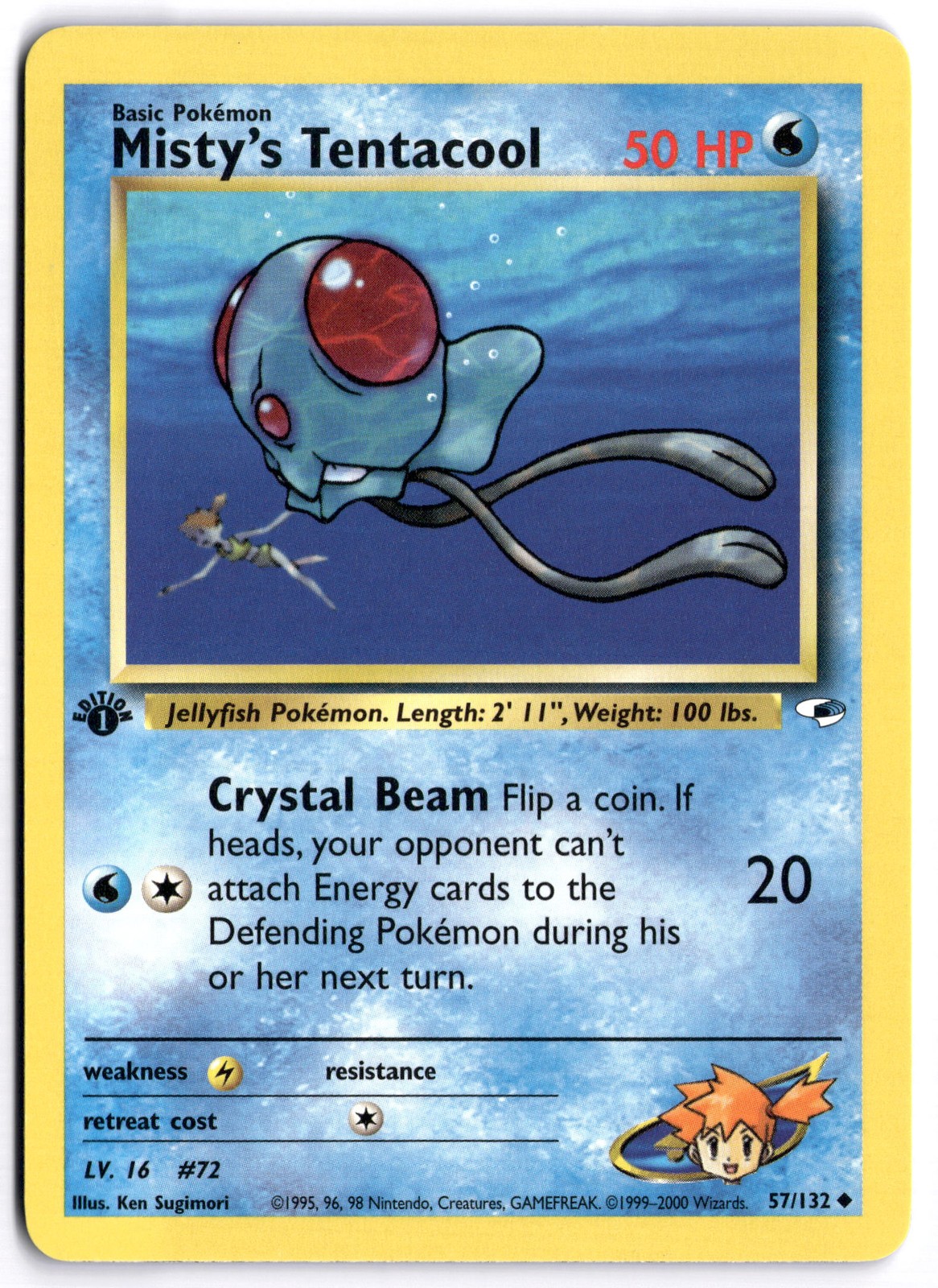 Pokémon 1st Edition Misty's Tentacool (57) Uncommon Gym Heroes 057/132 NM