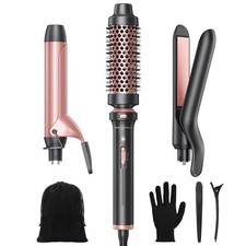 3 in 1 Curling Wand Set, Multi Curl, Curling Iron Set with Heated Round Brush...