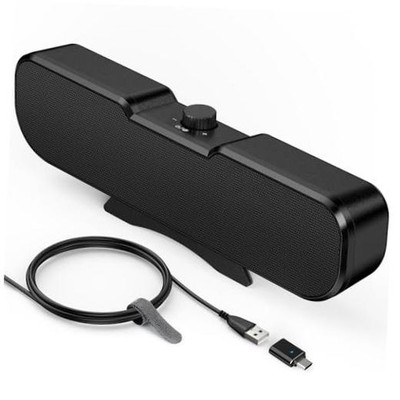 Computer Speakers for Desktop PC, Easy Volume Knob, Sturdy Clamp, Basic Black