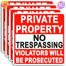 Large No Trespassing Signs Private Property, 9.5 Inch X 9.5 Inch Private 4 Pack