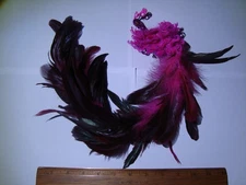 Pier 1 Imports 20" Fuchsia Pink Feather Peacock Christmas Tree Clip Ornament GUC