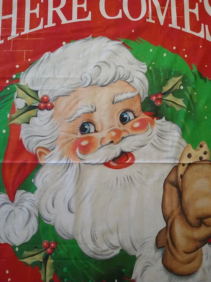 "Here Comes Santa Claus" Brother Sister Design Fabric Panel Christmas Kitschy - Image 3 of 4