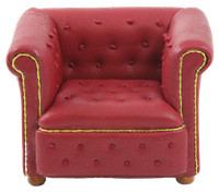 Puppenhaus Rote Leder Chesterfield Sessel Jbm 1:12 Wohnzimmer MöBel