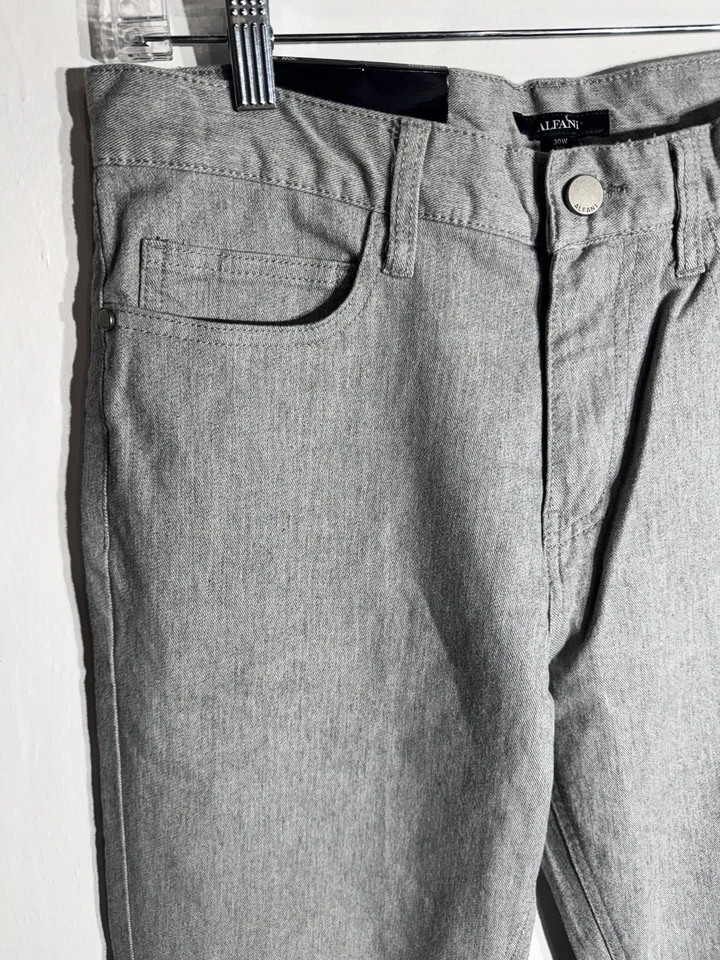 ¡Nuevo! Pantalones de mezclilla de algodón gris pierna recta ALFANI para hombre 30/30 Foto 2 de 4