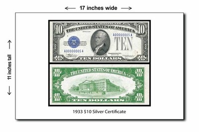 1933 $10 Silver Certificate - 11x17 Poster | eBay