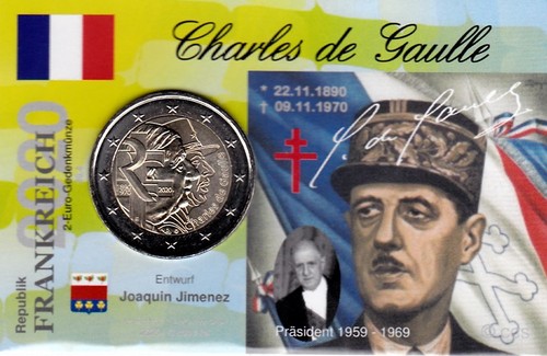 474 FR 2 Euro Gedenkmünze FRANKREICH 2020 * CHARLES DE GAULLE * + CoinCARD - Bild 1 von 2