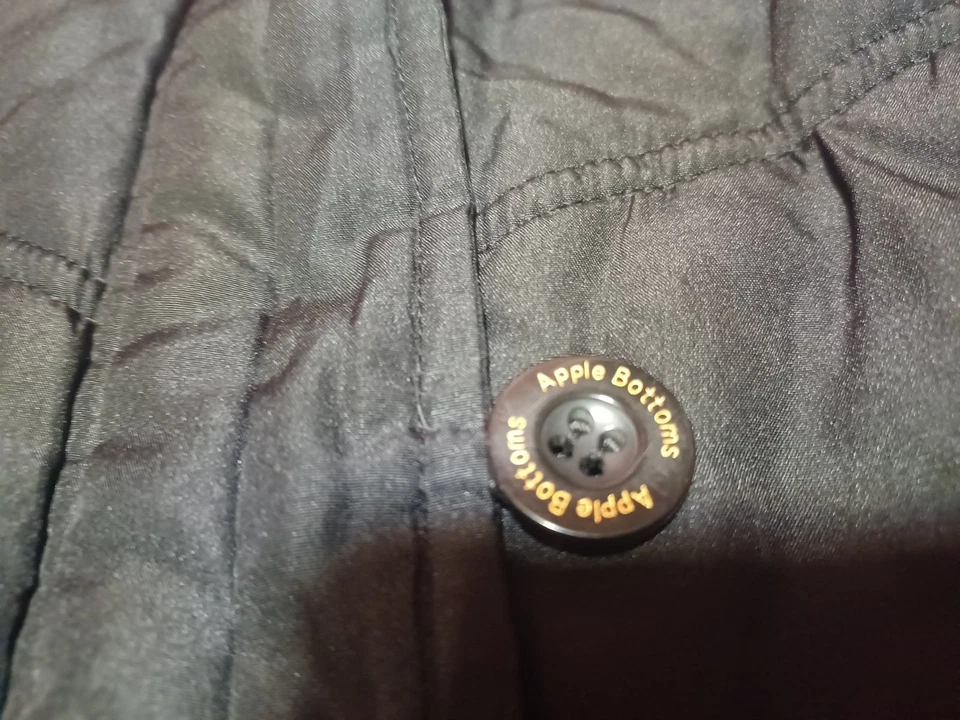 Pantalones de mezclilla vintage Y2K Apple Bottom Puffer Bomber cremallera completa con capucha forrada chaqueta grande Foto 3 de 4