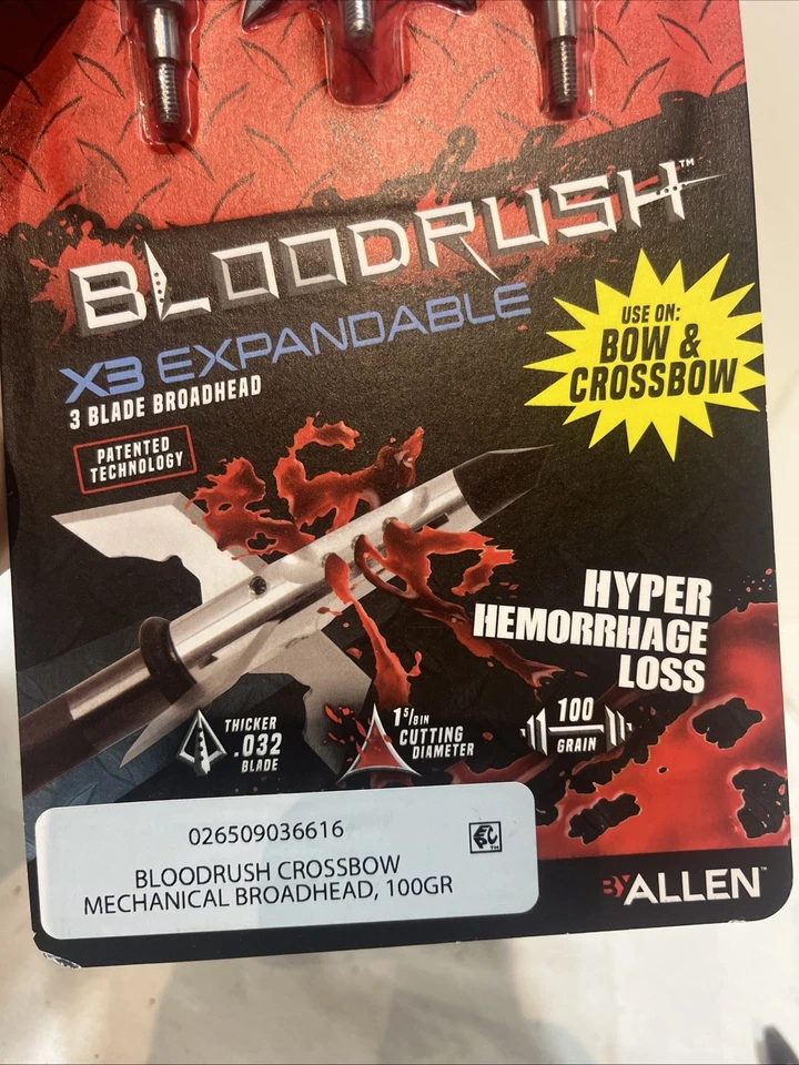 ALLEN BLOODRUSH ARCO / BALLESTA X3 EXPANDIBLE 3 HOJAS CABEZA ANCHA 100 GR Foto 4 de 4