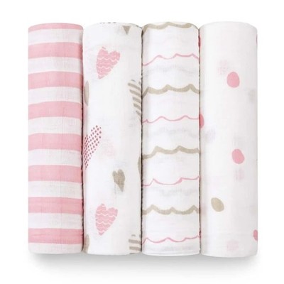 aden + anais Boutique Muslin Swaddle Blanket 4-Pack for Baby Girls Boys Newborn