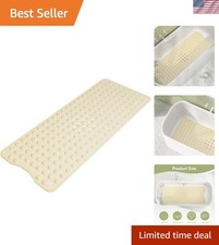 40"x16" Non-Slip Shower Stall Mat with Suction Cups – Easy Clean Beige PVC