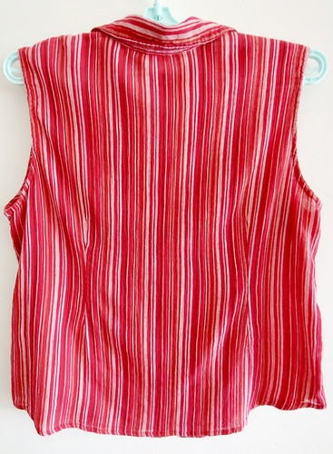 Camisa ST JOHNS BAY para mujer XL 100 % algodón sin mangas a rayas rojas con botones - Imagen 4 de 8
