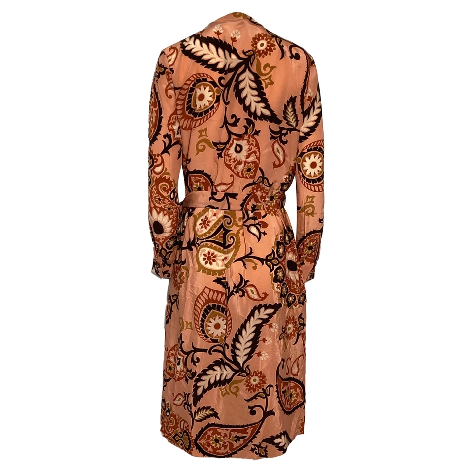 Vestido Gucci Paisley Feminino de Seda Salmão Rosa Tamanho 40 - Imagem 3 de 4