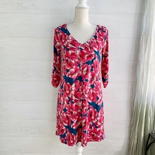 NWT Pink Blush - Pink & teal floral 3/4 sleeve shift dress, S
