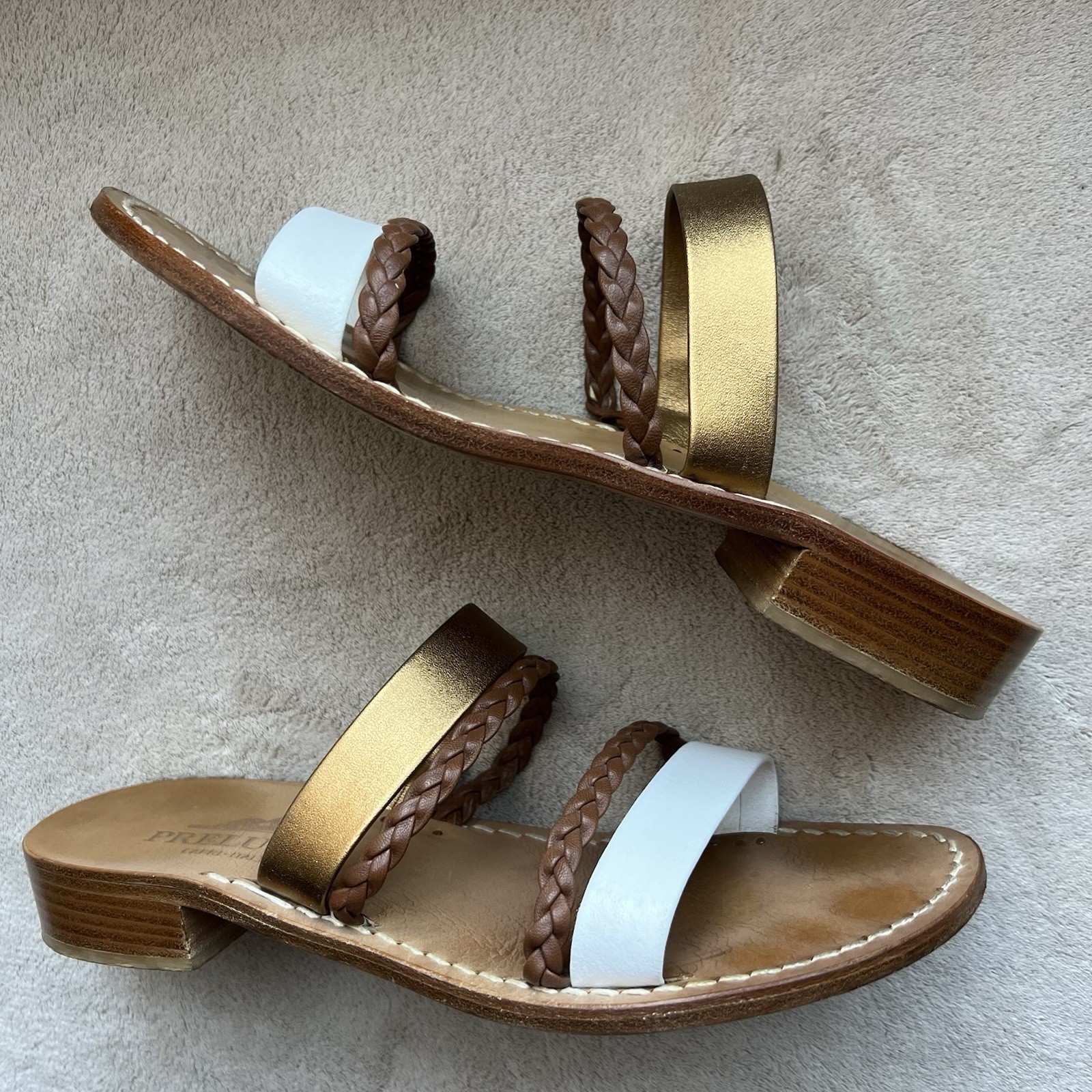 APL Sandalo piatto Preludio bronzo bianco e tessuto marrone con cinturino slide donna 8 casual