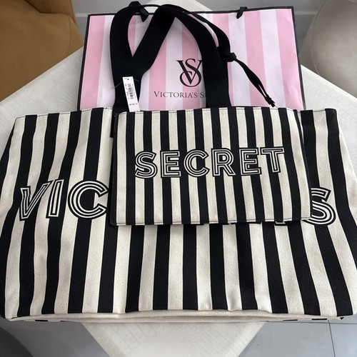 Victoria Secret Summer tote & wristlet Canvas Large Beach Tote Bag - Picture 4 of 4