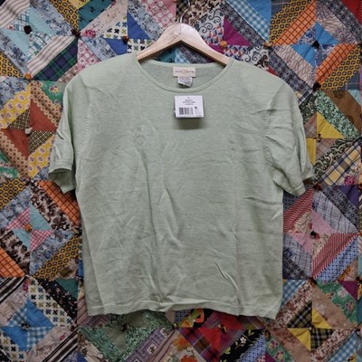 NWT Vintage Jaclyn Smith Kmart Pastel Mint Green Knit Short Sleeve Sweater XL