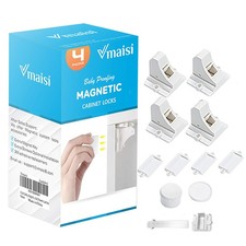 Vmaisi Child Safety Magnetic Cabinet Locks - 4 Pack Adhesive Baby Proofing