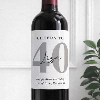 Personalised Wine Bottle Label | Cheers To Birthday Sticker | Custom Age & Name - Image 1 of 4