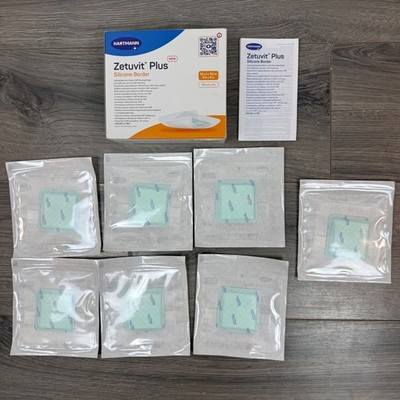 Hartmann Zetuvit Plus Silicone Border Dressings 10x10cm (4x4in) Lot of 7