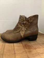 SOCOFY Handmade Leather Flowers Ankle Boots Size  41