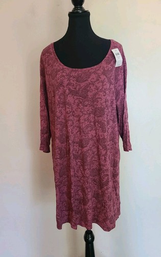 AO J.Jill Pure Jill Ballet Sleeve Tunic Plum Paisley Plus Size 2X NWT