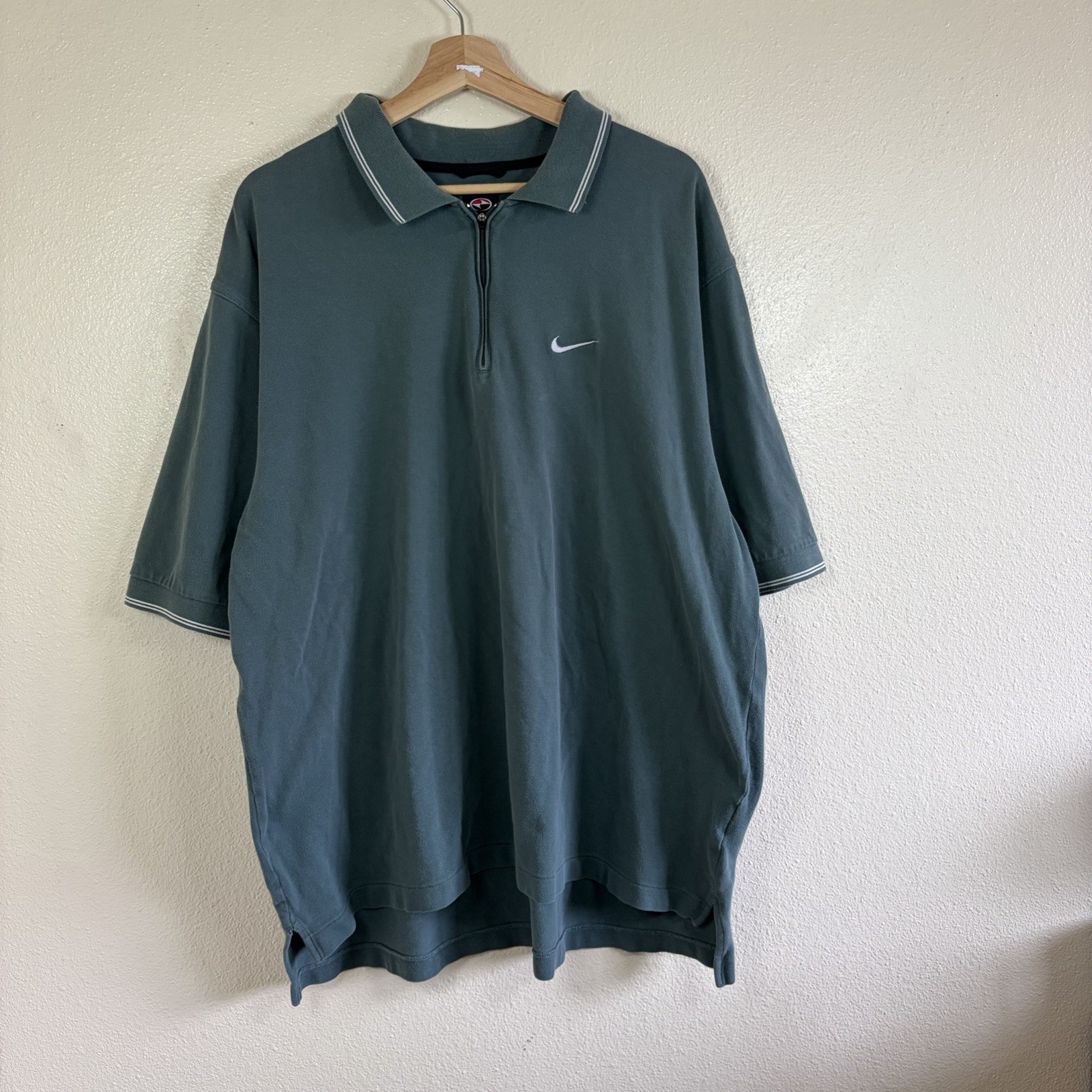 Vintage Nike Tiger Woods Polo Shirt Mens Sz XL Green 1/4 Zip Yin Yang Golf 90s