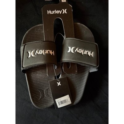 NWT Hurley Boy Slide Sandals Black & White