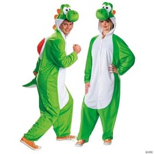 Adults Super Mario Bros. Yoshi Hooded Jumpsuit Costume XS/S