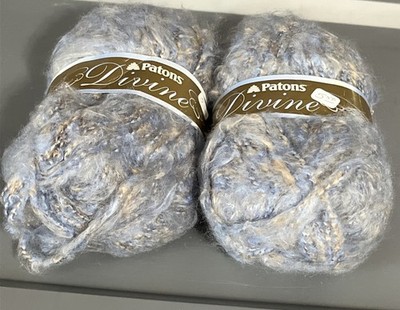 Lot of 2 Patons Divine Yarn Bulky Mohair Blend 3.5 oz Divine Blue  Discontinued