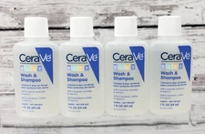 Lot of 4 Cerave Baby Wash and Shampoo Sample 1 FL OZ (29mL) - NEW
