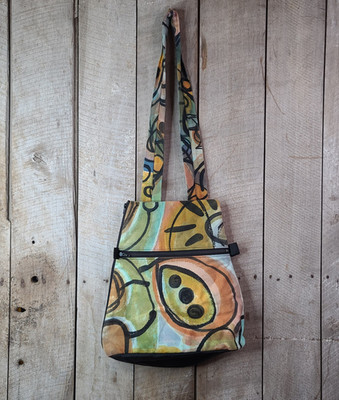 iro design Handmade Abstract Print Convertible Backpack / Crossbody Purse Bag
