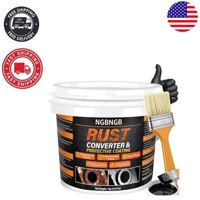 2-in-1 Rust Converter & Metal Primer - 35.27oz Water-Based with Brush & Gloves