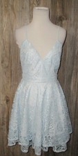 Fashion Nova Light Blue Sleeveless Lace Dress Womens Size Small Party