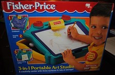 FISHER PRICE RARE 3-IN-1 PORTABLE ART STUDIO ONLY 1 ON E-BAY MINT NEW IN BOX