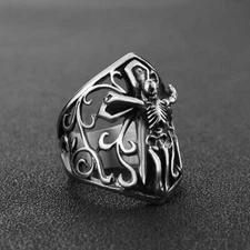 Vintage Celtic Jesus Cross Ring Stainless Steel Men Women Skull Cross Vines Ring