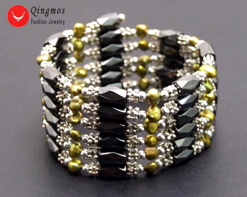 Pulsera magnética de perlas naturales barrocas marrones de 4-5 mm para mujer 38"" Foto 4 de 4