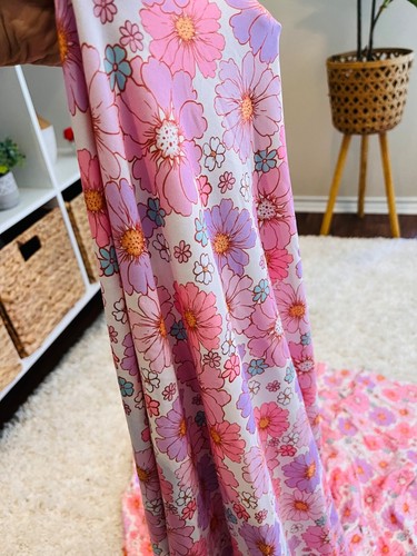 Floral Stretch fabric by the yard, double brush poly fabric Remnant for kids - Picture 3 of 3