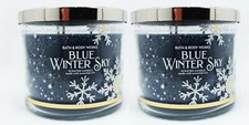 2 Bath Body Works BLUE WINTER SKY 3 Wick Scented Wax Candle 14.5 Large