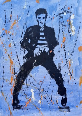 ORIGINAL MARVAL LEINWAND ELVIS PRESLEY KING ÖLGEMÄLDE ABSTRAKT POP ART NEU 60er