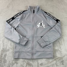 Nike Air Jordan Track Jacket Youth Boys Small 8-10 Yrs Gray Full Zip Logo Stripe