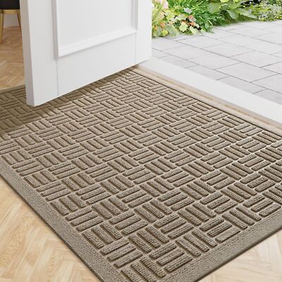 Mibao Front Door Mat Indoor Outdoor Entrance, Dirt Trapping Outdoor Welcome M...