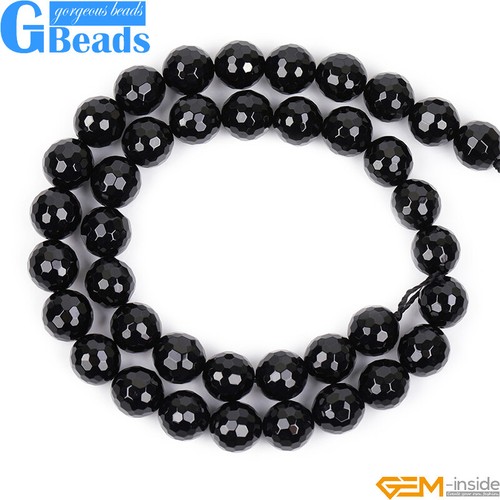 Black Agate Beads Onyx Natural Gemstone Faceted Round Spacer Beads 15" 6mm 8mm - Picture 38 of 61