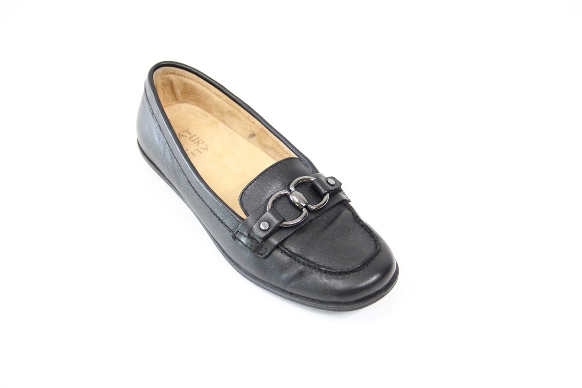 Naturalizer Black Loafers Women Slip on Flat sz casual Leather