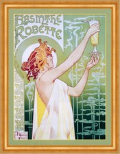 Absinthe Robette Henri Privat Livemont Jugendstil Werbung Plakate A3 391 Gerahmt