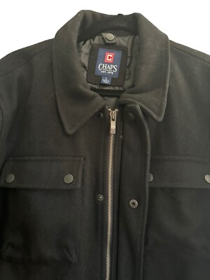 Ralph Lauren Chaps Wool Blend Jacket Mens Large Black Heavy Coat