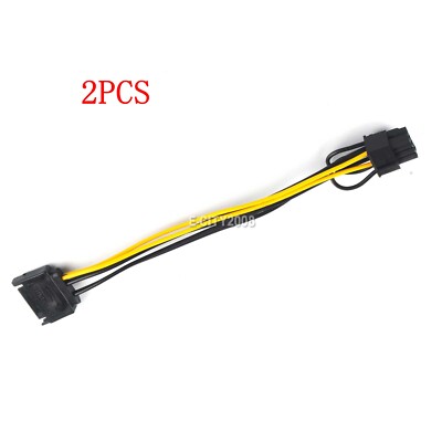 2x 15pin SATA Male to 8p(6+2) PCIe Power Supply Cable for GPU Graphic Video Card